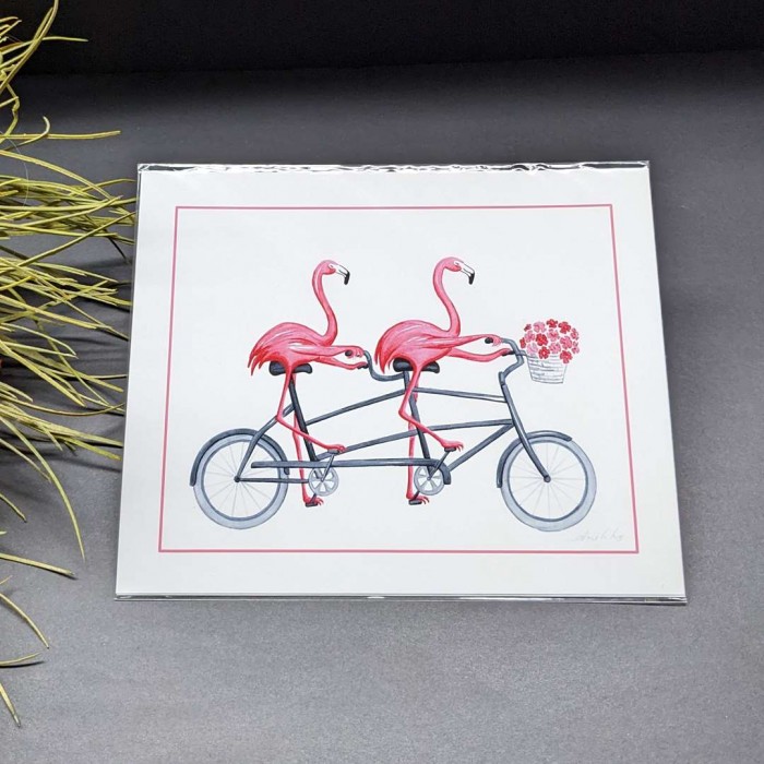 Affiche de flamant en vélo, Amelie Legault